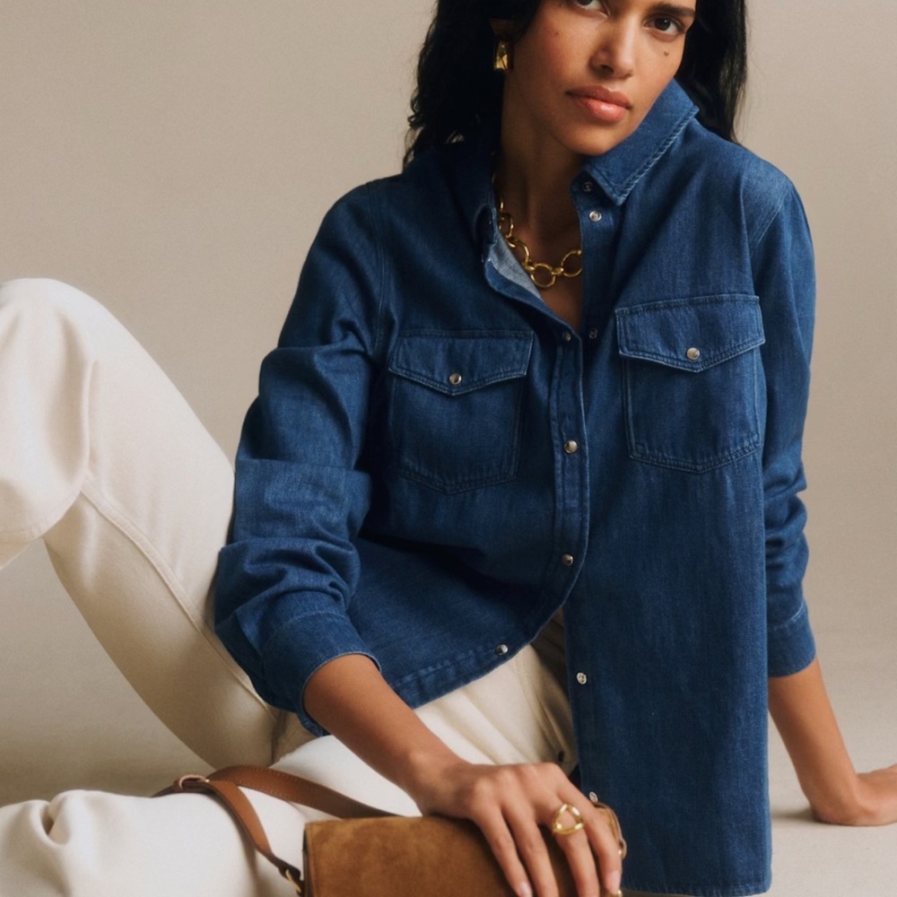 Sezane Alba Shirt Denim Blue - Size 12